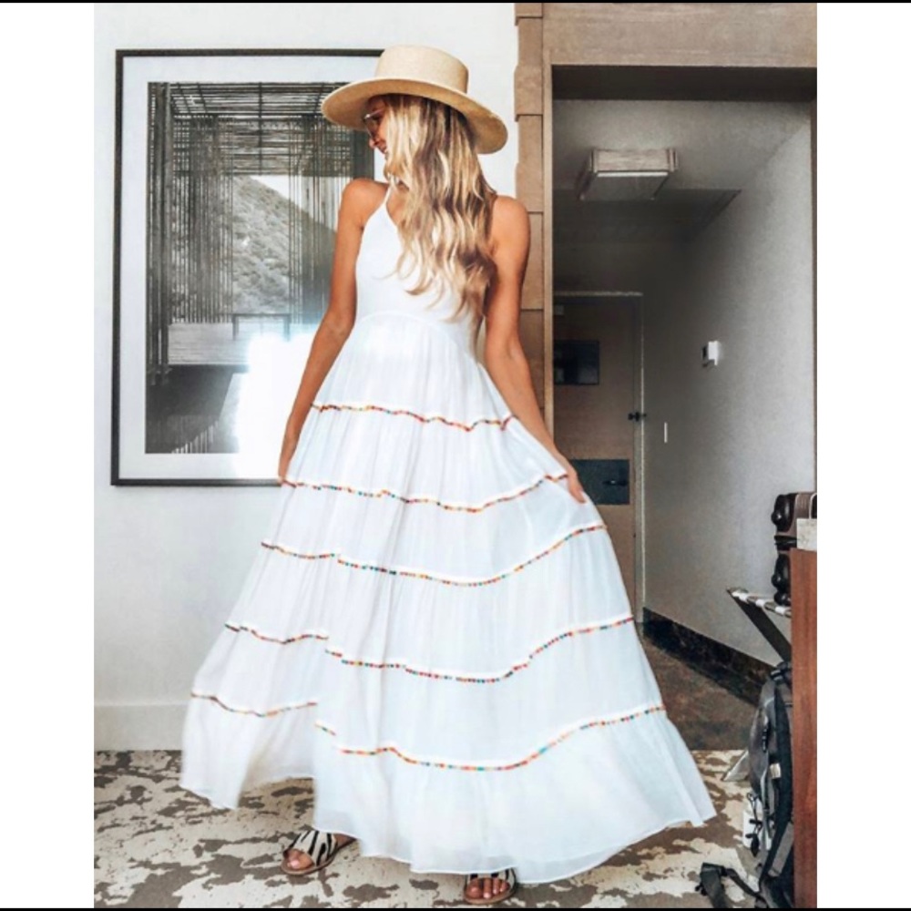 🆕️ CATHERINE MALANDRINO Pom Pom Tiered Maxi Dress!